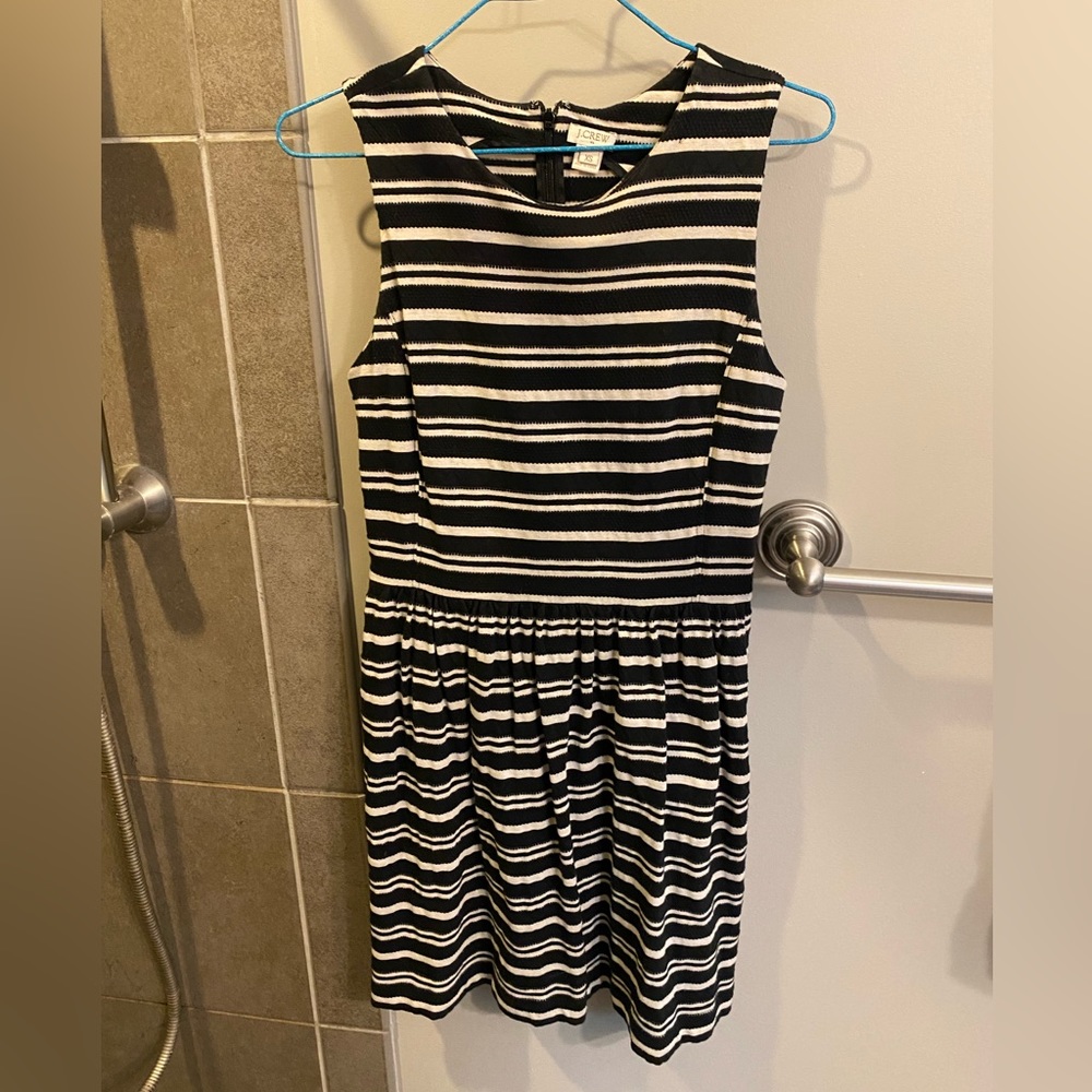 Jcrew Black and White Striped Dress